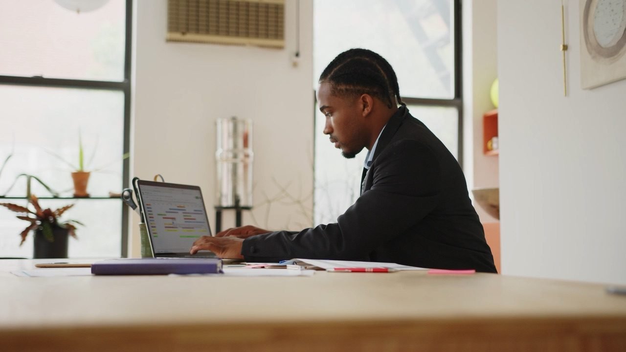 Entrepreneur working at his laptop